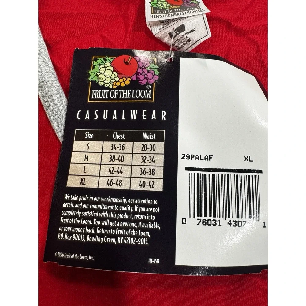 Vintage Fruit Of The Loom Blank Tank Top XL Red Made In USA 90s NWT